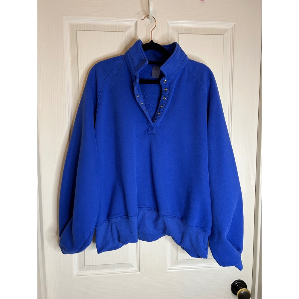 AS Revival Royal Blue Snap Neck Fleece Pullover Sweatshirt XL PT16060-AS-24